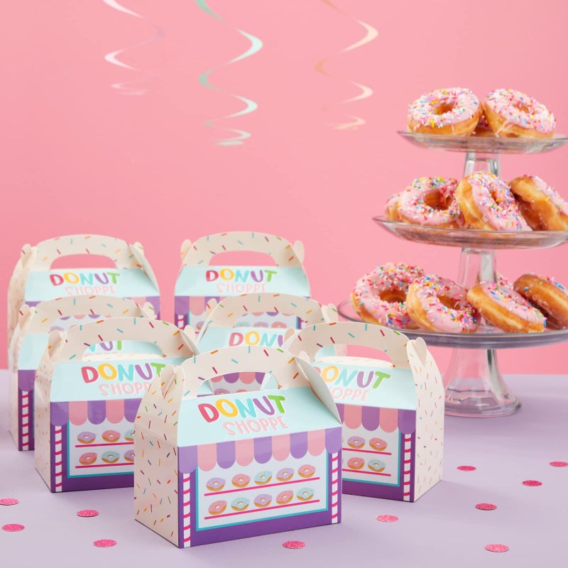 BLUE PANDA Donut Boxes with Handles for Donut Party Decorations - Spacious Sweets Boxes for Candy & Mini Pastries - Pack of 24, 6 x 3.3 x 3.6 in - Image 2